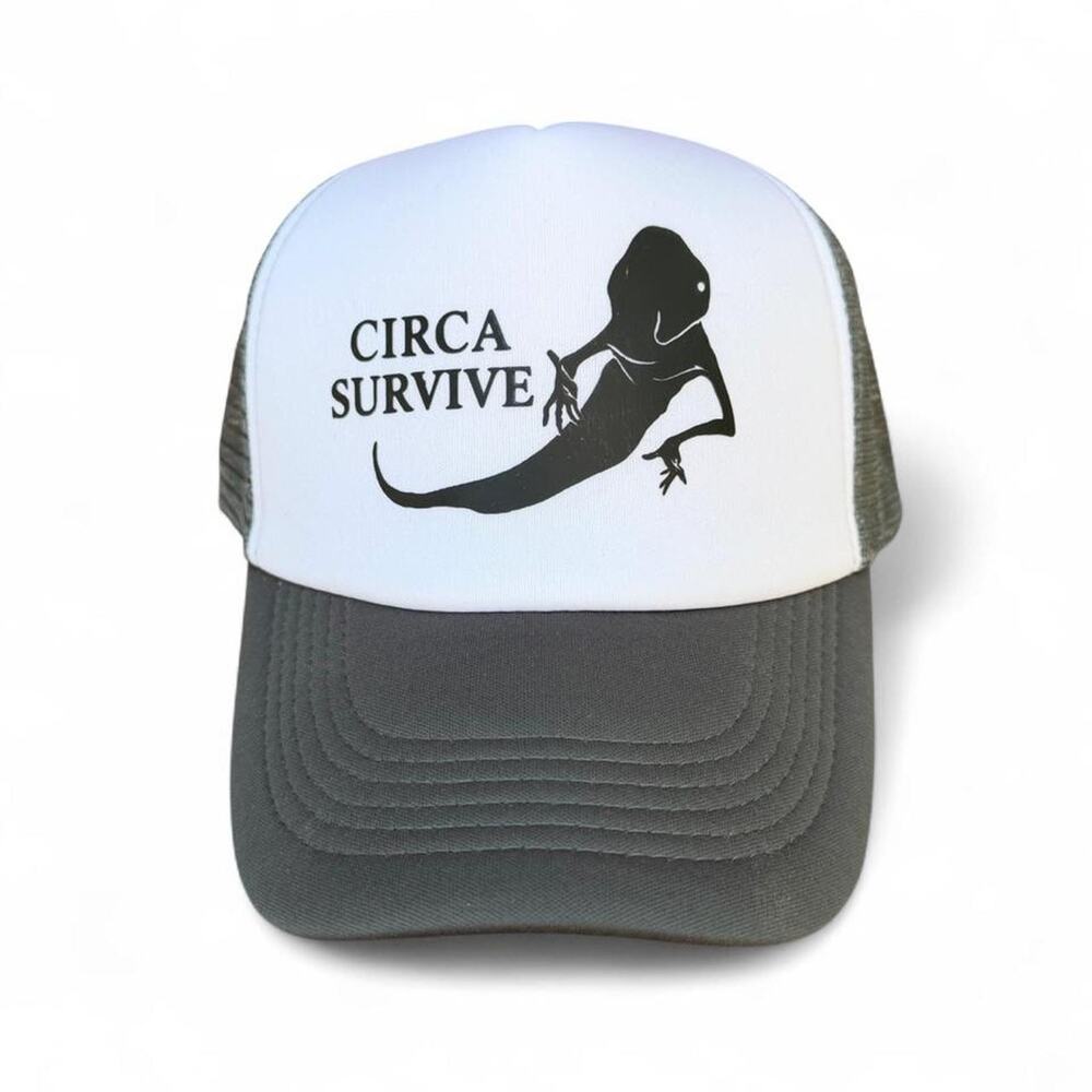 Circa survive graphic on charcoal trucker hat skate emo band tee